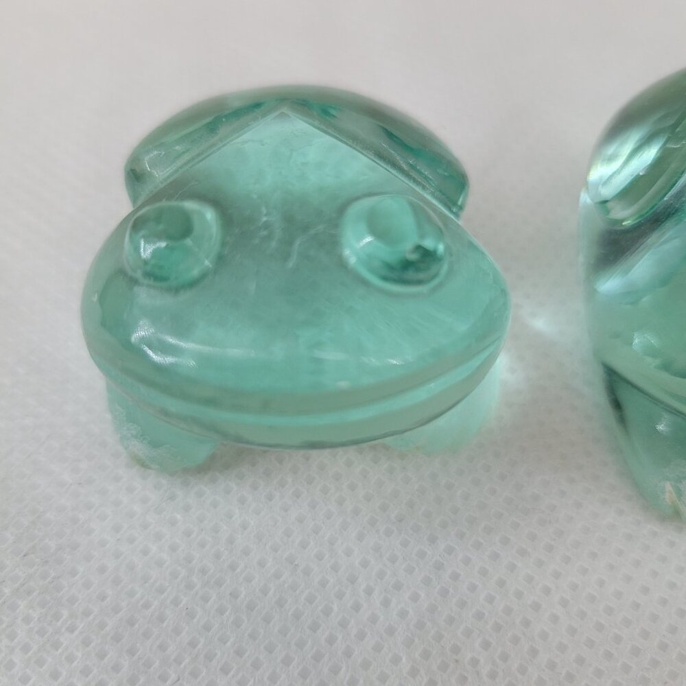 Art Glass Frog Pair - Paperweights or Decor Aqua Blue-Green - Picture 10 of 13